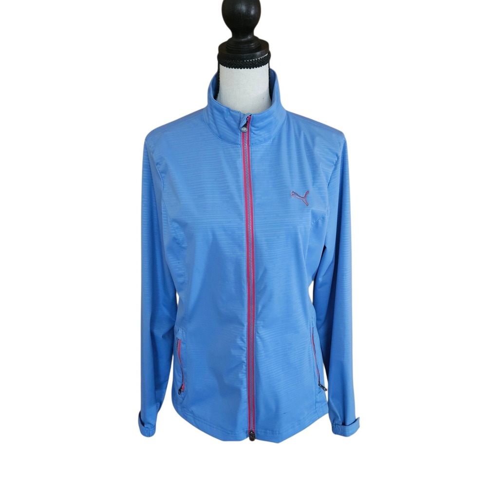 Puma Womens Blue Pink Full Zip Golf Jacket Athleisure SportLifestyle Small